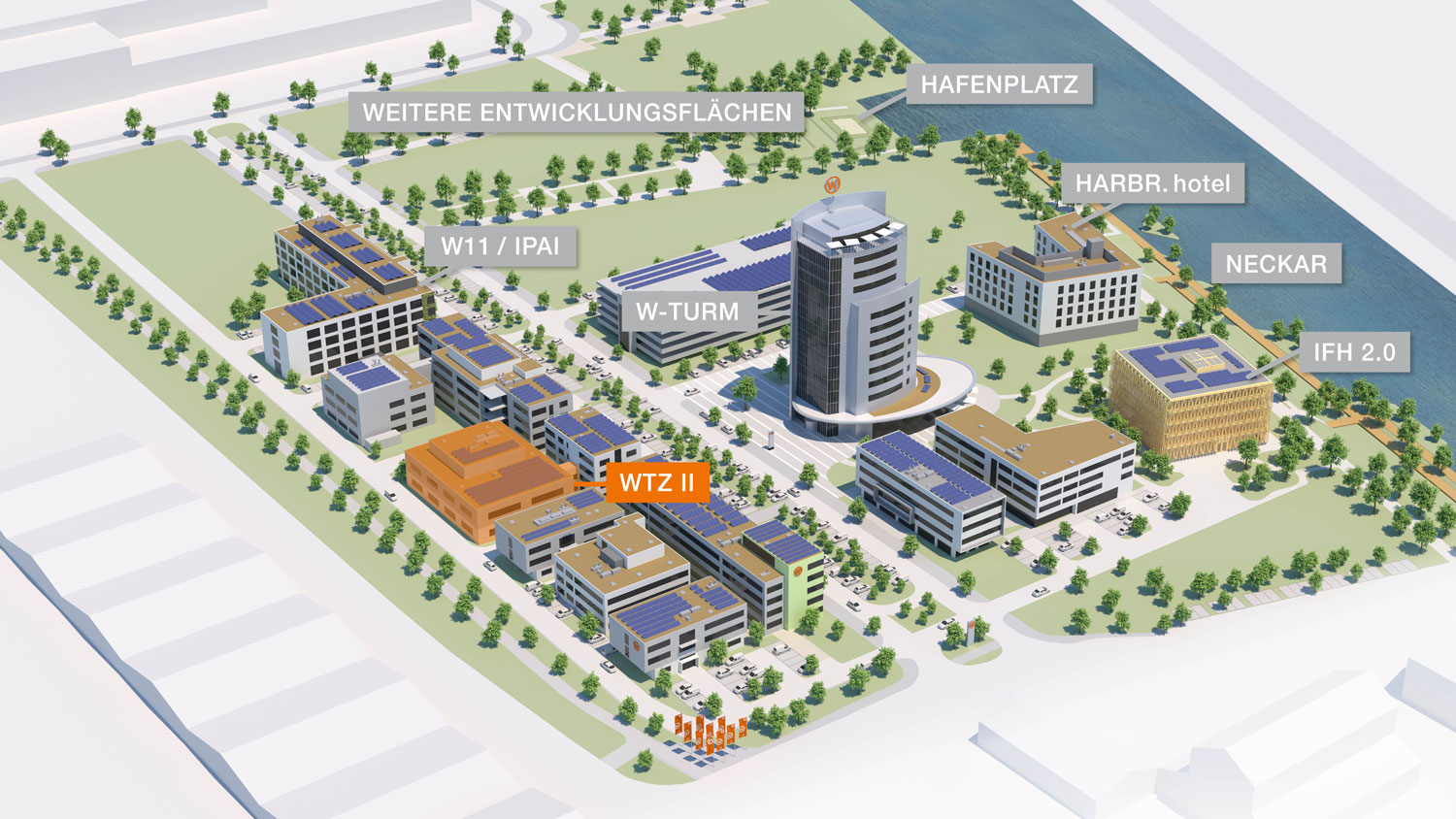 250704 Stadtsiedlung Heilbronn Zukunftspark Wohlgelegen Beschriftung 3D Lageplan